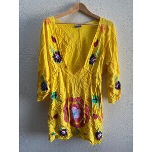 Boston Proper Debbie Katz South Beach Tunic Embroidered Empire Waist Top Small